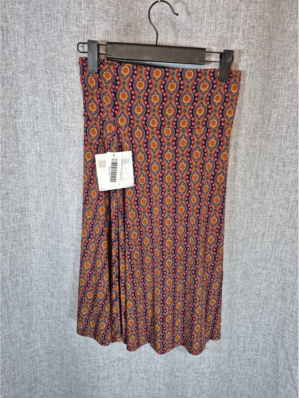 LuLaRoe Women’s XS Geometric Floral Print A-Line Midi Skirt NWT Flaw